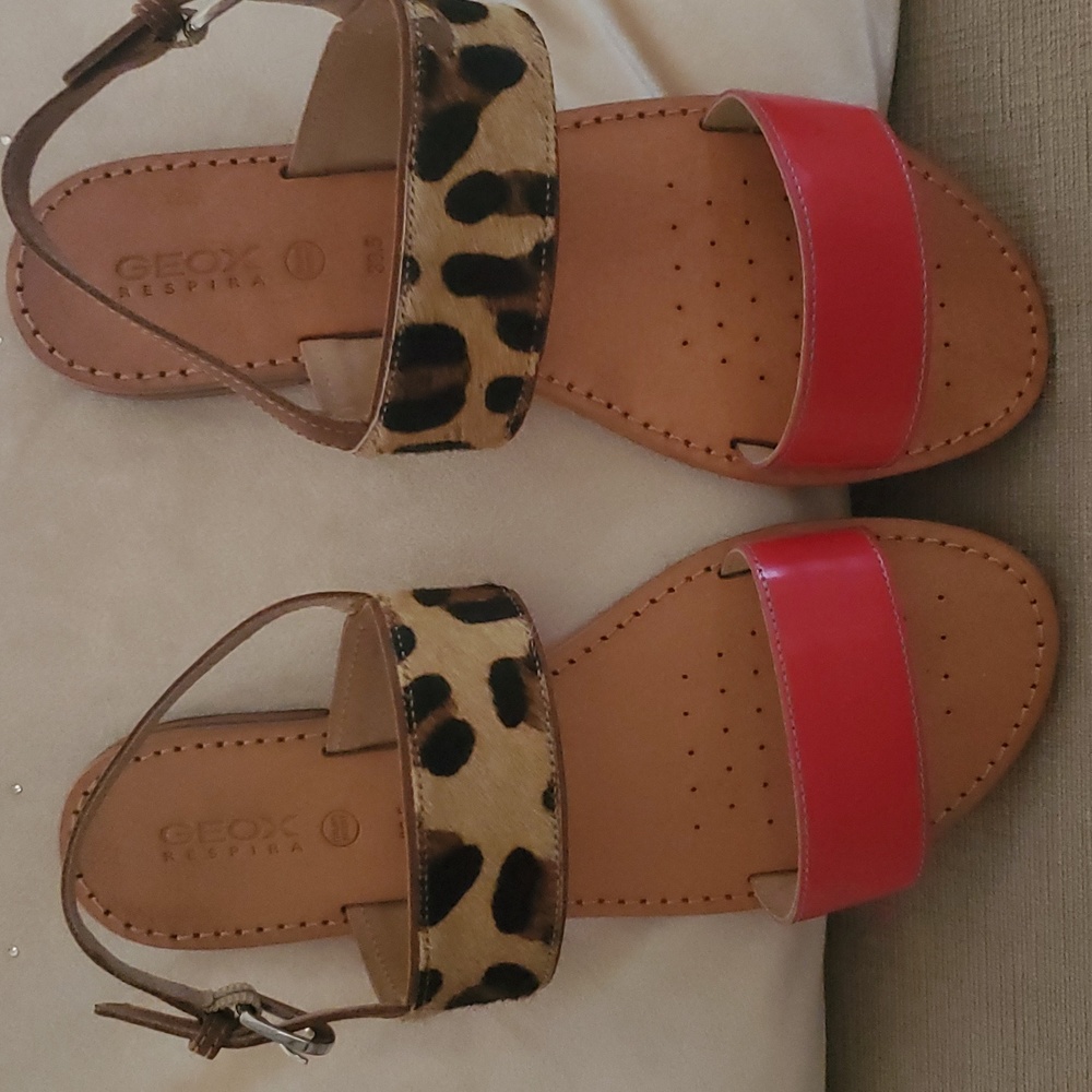 Geox Respira leopard trim buckle sandals